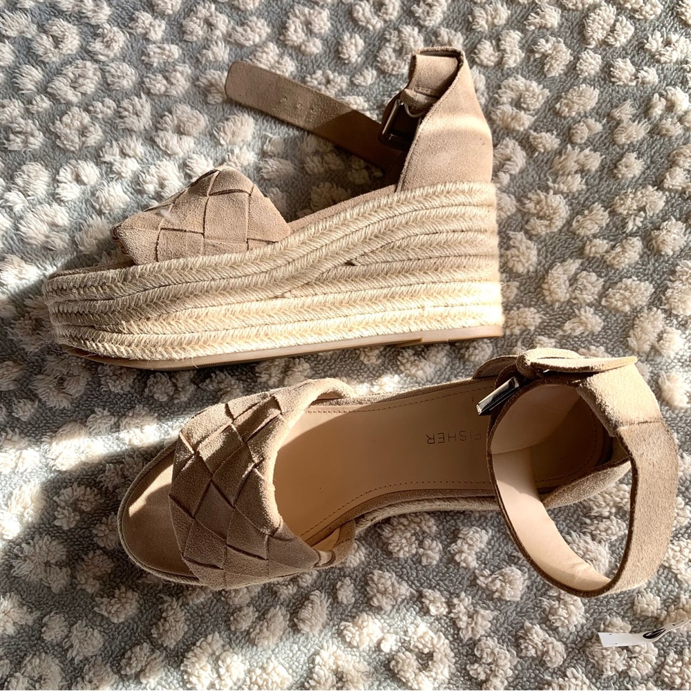 Marc Fisher Woven Espadrille Wedge Sandals - Neutral Tan
